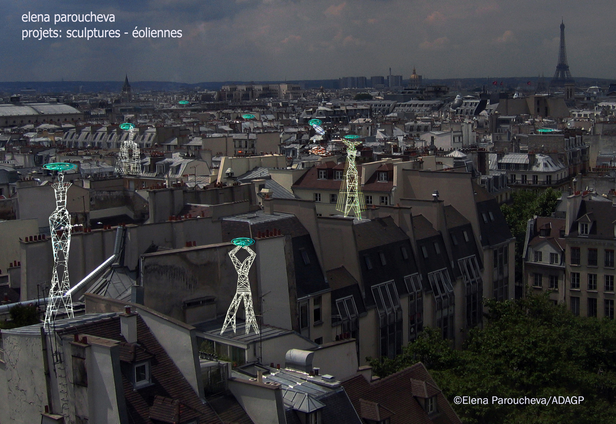 Windmills on the roof at Paris
